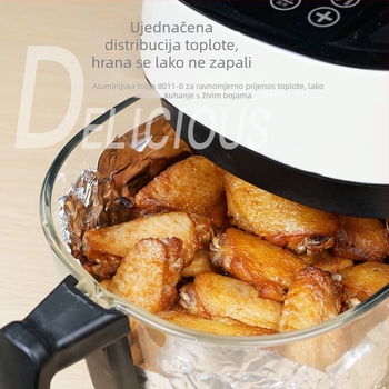 Miaojie Debljeni aluminijski folijski papir za pečenje – 8011-O, sigurno u mikrovalnoj, za pećnicu i air fryer