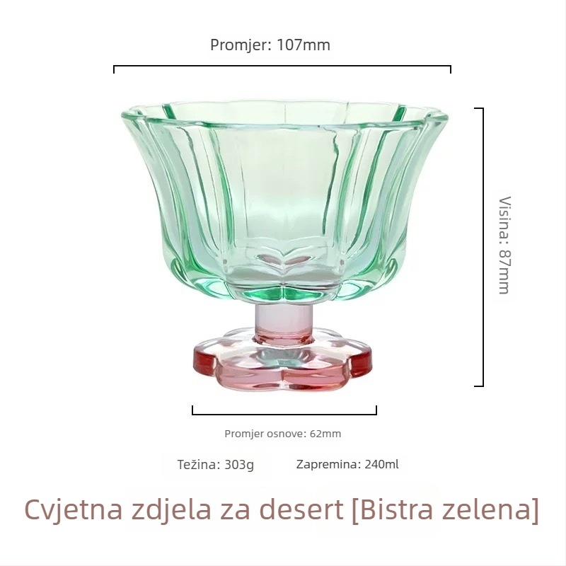 Valentine staklena čaša, novi kineski stil, dizajn latica, nepravilni oblik, bez ručice, jedna čaša