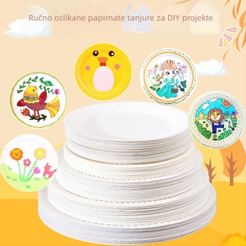 Jednokratne papirnate tanjuri – Materijal: papir; Univerzalna uporaba; Kutija od 2000 komada; Moderan minimalistički stil