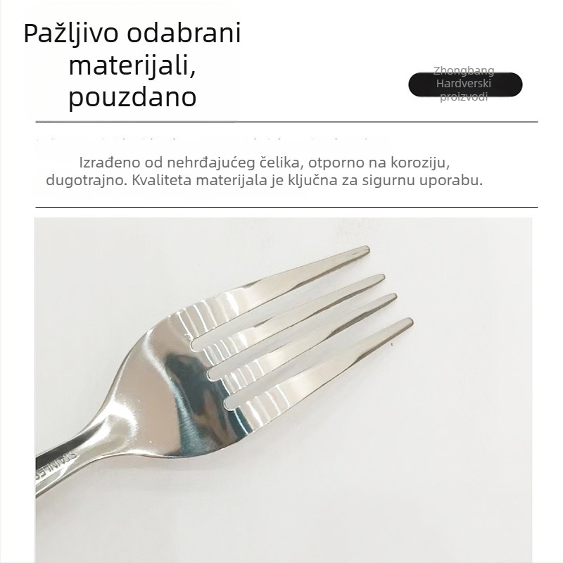 Set pribora od nehrđajućeg čelika za vanjsku upotrebu, četveročlani set s nožem za steak, vilicom i žlicom — ogledni sjaj, 430 nehrđajući čelik, skandinavski stil, jednostavan dizajn, mogućnost prilagodbe