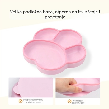 Shell Tree silikon set tanjura za bebe i djecu – tanjur s četiri odjeljka, silikon za prehranu, pogodno od 3 mjeseca