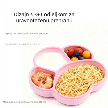 Shell Tree silikon set tanjura za bebe i djecu – tanjur s četiri odjeljka, silikon za prehranu, pogodno od 3 mjeseca
