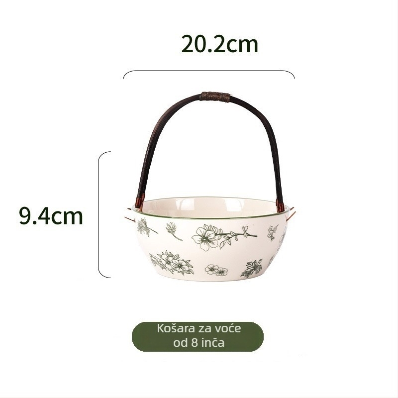 Keramički set zdjela i tanjura – cvjetni uzorak, okrugli oblik, country stil, pogodan za mikrovalnu