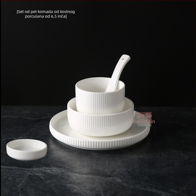 Set posuđa za hotel s logotipom (porcelan; Novi kineski stil; Marka Plain Glow Ceramic; Ispis logotipa; Prilagodba)