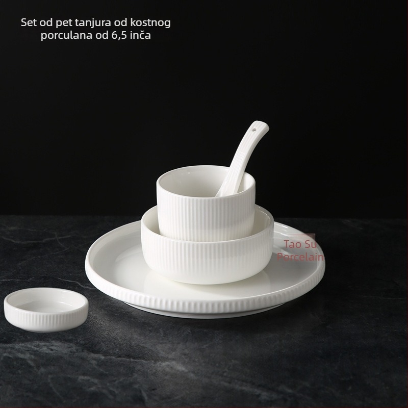 Set posuđa za hotel s logotipom (porcelan; Novi kineski stil; Marka Plain Glow Ceramic; Ispis logotipa; Prilagodba)