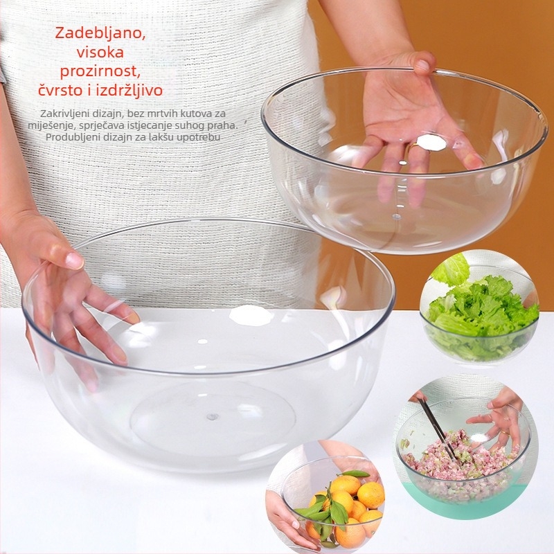 Prozirna otporna zdjela za kućnu upotrebu, pogodna za pečenje kolača, miješenje tijesta, mućenje jaja, salate, instantne rezance i juhe.