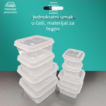 Shengjia Jednokratna kvadratna kutija za umak s poklopcem, od plastike za hranu, mikrovalna sigurna, otisnut logotip, mogućnost prilagodbe