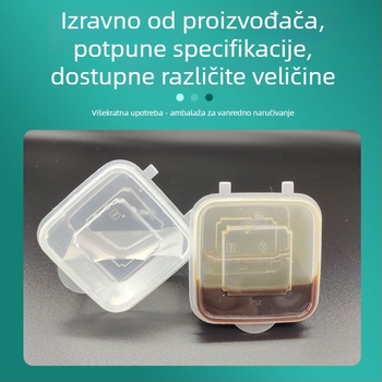 Shengjia Jednokratna kvadratna kutija za umak s poklopcem, od plastike za hranu, mikrovalna sigurna, otisnut logotip, mogućnost prilagodbe