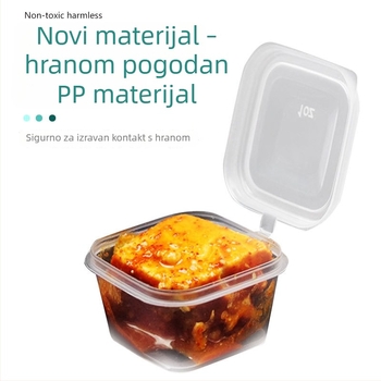 Shengjia Jednokratna kvadratna kutija za umak s poklopcem, od plastike za hranu, mikrovalna sigurna, otisnut logotip, mogućnost prilagodbe
