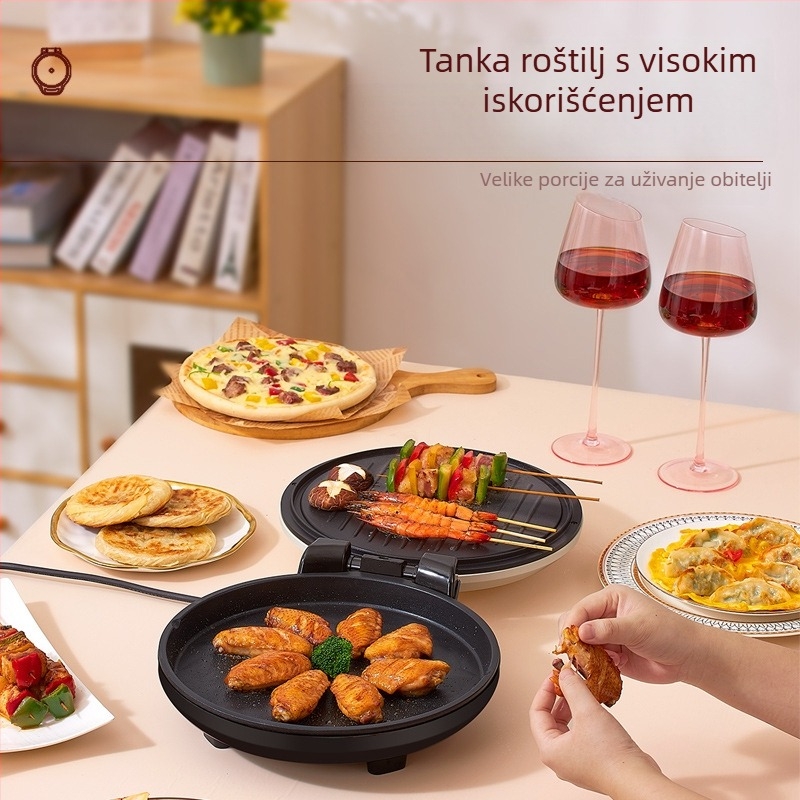 Električni palačinkovač – Prženje, Pečenje, Grill (Dvostrano grijanje; Snaga 1500W; Napajanje 220V; Mehaničko upravljanje)