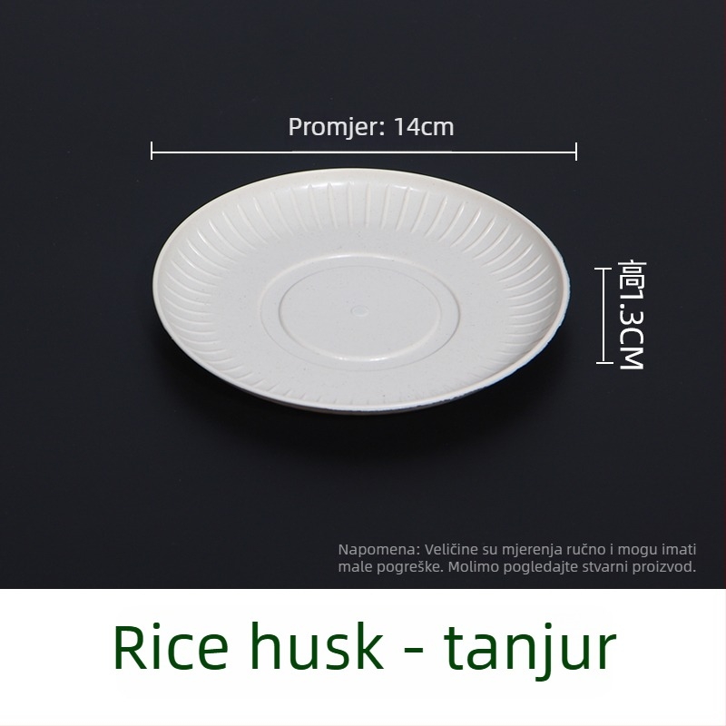Jednokratni set posuđa od ljuskica riže za vanjsku upotrebu, biološki razgradivo, 10 porcija