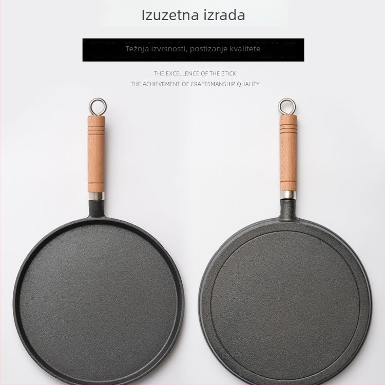 Lijena tava za palačinke, bez premaza, neprijanjajući, ručna palačinka tava, griddler, tradicionalna tava od lijevanog željeza