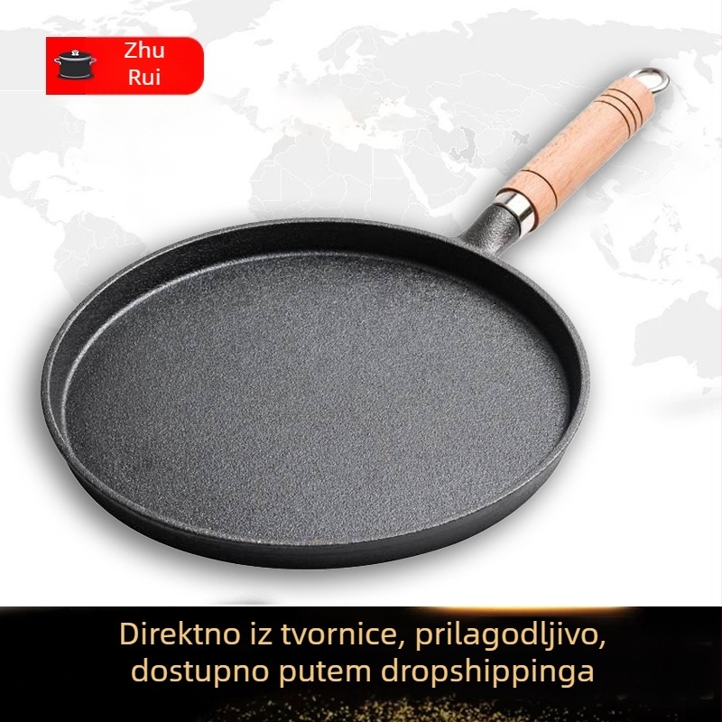Lijena tava za palačinke, bez premaza, neprijanjajući, ručna palačinka tava, griddler, tradicionalna tava od lijevanog željeza
