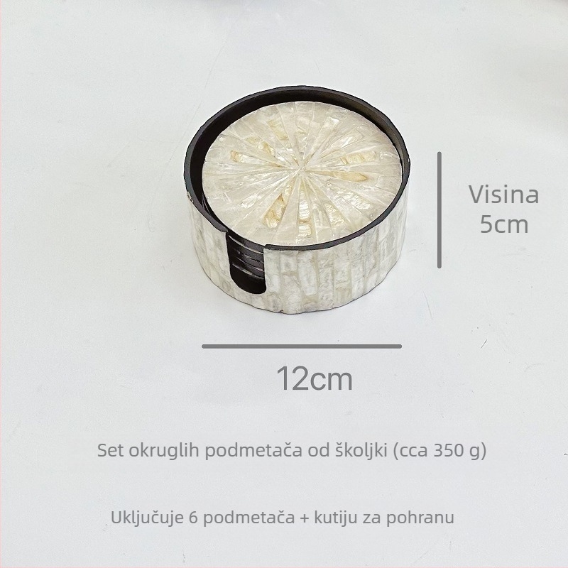 Podložke za tanjure od školjki s cvjetnim uzorkom, kvadratne, Nordic stil (Materijal: školjke; Uzorak: cvijeće; Oblik: kvadrat; Stil: Nordic; Biorazgradivo: Da)
