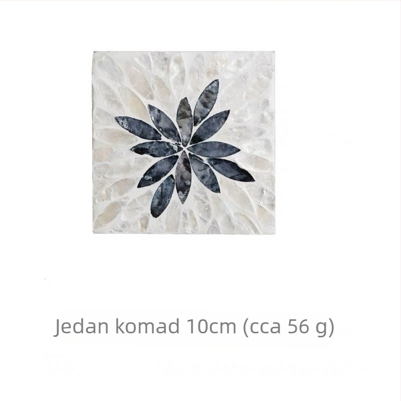 Podložke za tanjure od školjki s cvjetnim uzorkom, kvadratne, Nordic stil (Materijal: školjke; Uzorak: cvijeće; Oblik: kvadrat; Stil: Nordic; Biorazgradivo: Da)