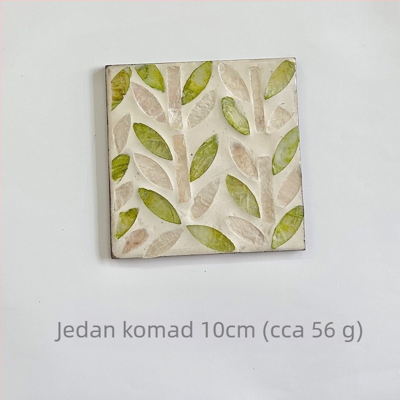 Podložke za tanjure od školjki s cvjetnim uzorkom, kvadratne, Nordic stil (Materijal: školjke; Uzorak: cvijeće; Oblik: kvadrat; Stil: Nordic; Biorazgradivo: Da)