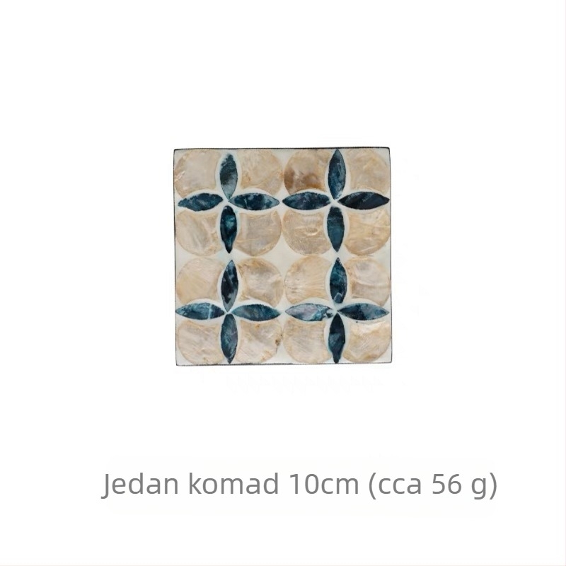 Podložke za tanjure od školjki s cvjetnim uzorkom, kvadratne, Nordic stil (Materijal: školjke; Uzorak: cvijeće; Oblik: kvadrat; Stil: Nordic; Biorazgradivo: Da)