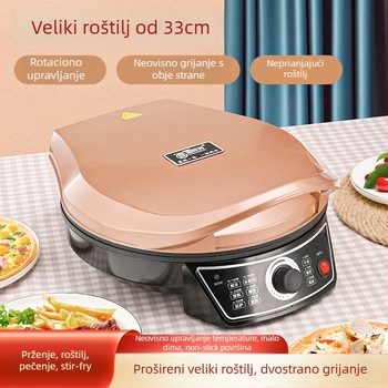 Električno tava za palačinke s dvostrukim grijanjem i gumbom za upravljanje, 1200W, 220V, 50Hz.