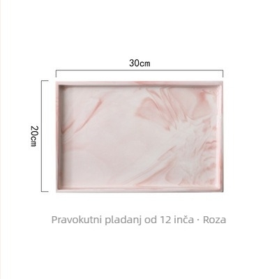 Porcelanski pravokutni pladanj s nordijskim mramornim uzorkom; mikrovalna kompatibilnost; površinska obrada ispod glazure; mogućnost prilagodbe