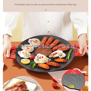 Korejski stil električni grill tiganj – višenamjenski, bezdimni, jednostavan za čišćenje, Maifan kamen, okrugli oblik