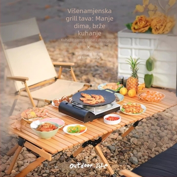 Vanjska grill tava za kampiranje – bezdimno roštiljanje, korejska BBQ ploča Teppanyaki s Maifan kamenjem