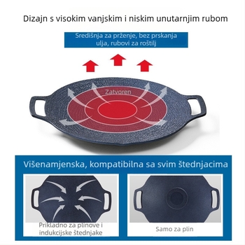 Kružna Maifan kamen teppanyaki ploča za kampiranje — prijenosna, bez dim, neprijanjajuća, prilagodljiva s mogućnošću privatne marke