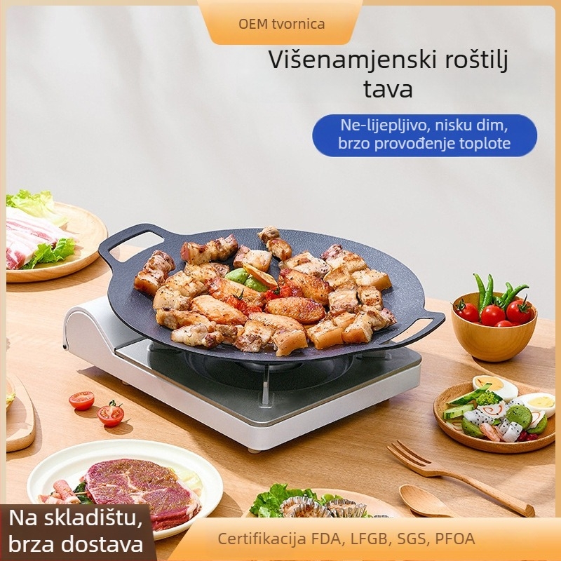 Kružna Maifan kamen teppanyaki ploča za kampiranje — prijenosna, bez dim, neprijanjajuća, prilagodljiva s mogućnošću privatne marke