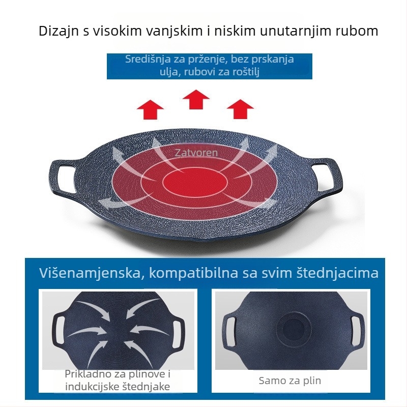 Kružna Maifan kamen teppanyaki ploča za kampiranje — prijenosna, bez dim, neprijanjajuća, prilagodljiva s mogućnošću privatne marke