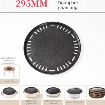 Grill tiganj u korejskom stilu - okrugli od željeza, prijenosni, otporni na hrđu, težina 400 g