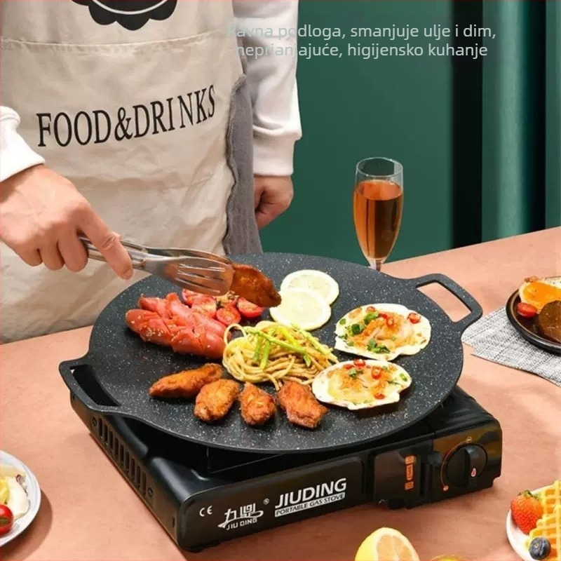 Ljeva grill tava od lijevanog željeza za BBQ, neprijanjajuća, za vanjsku upotrebu, kompatibilna s indukcijskom pločom i kasetnim štednjakom
