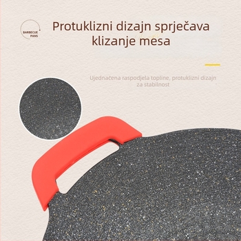 Kružna aluminijska neprijanjiva tava za roštilj, prijenosna i višenamjenska