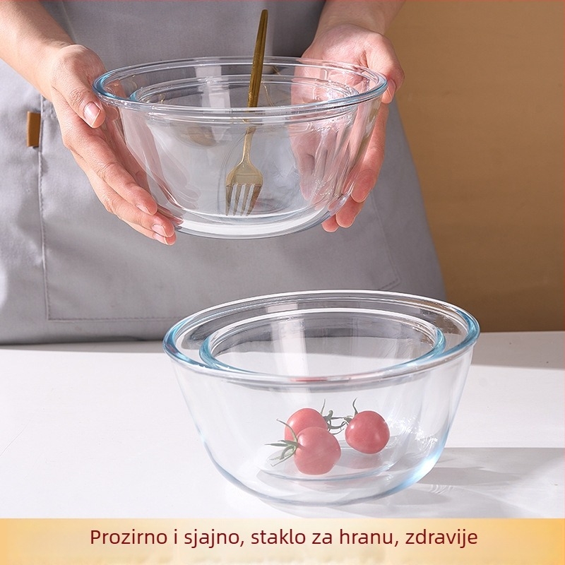 Elipsična zdjela od borosilikatnog stakla, mikrovalna sigurna, otporna na toplinu, pogodna za juhe i obroke