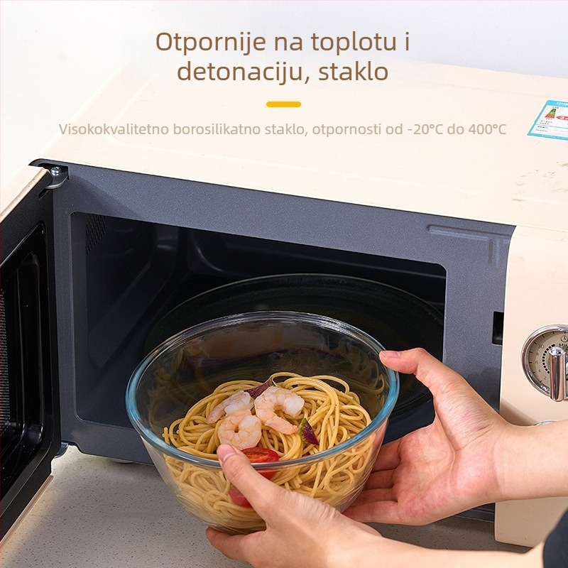 Elipsična zdjela od borosilikatnog stakla, mikrovalna sigurna, otporna na toplinu, pogodna za juhe i obroke
