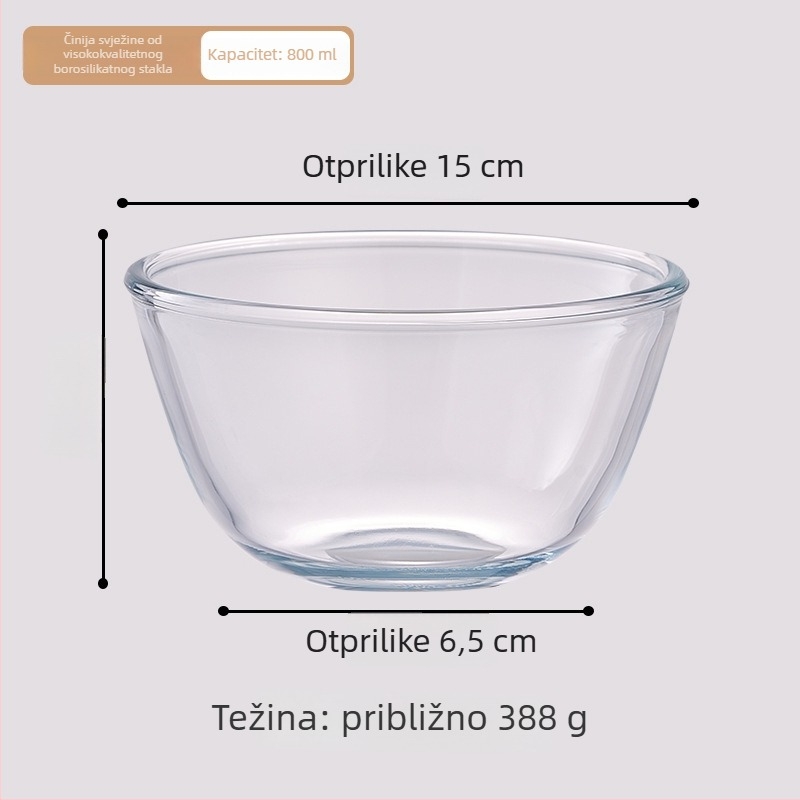 Elipsična zdjela od borosilikatnog stakla, mikrovalna sigurna, otporna na toplinu, pogodna za juhe i obroke