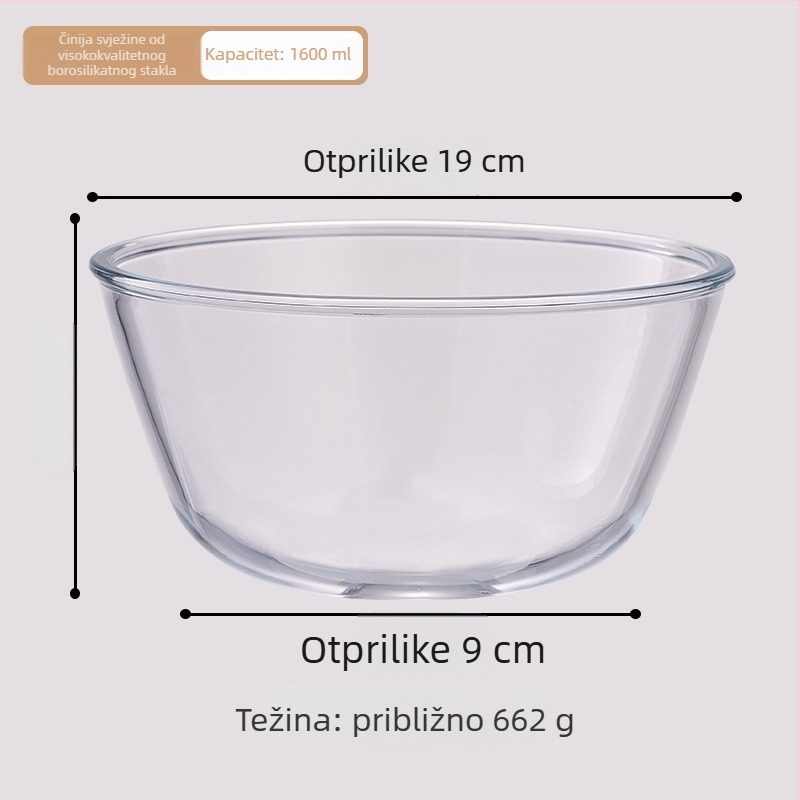 Elipsična zdjela od borosilikatnog stakla, mikrovalna sigurna, otporna na toplinu, pogodna za juhe i obroke
