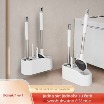 Četverostruki set četke za WC s bazom, plunžerom, četkom za čišćenje, zidnom montažom – plastika, 570 g