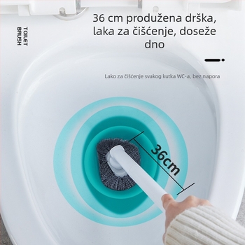 Četka za zahod, zidna montaža, duga drška, bez mrtvih kutova, plastična