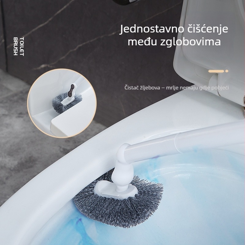 Četka za zahod, zidna montaža, duga drška, bez mrtvih kutova, plastična