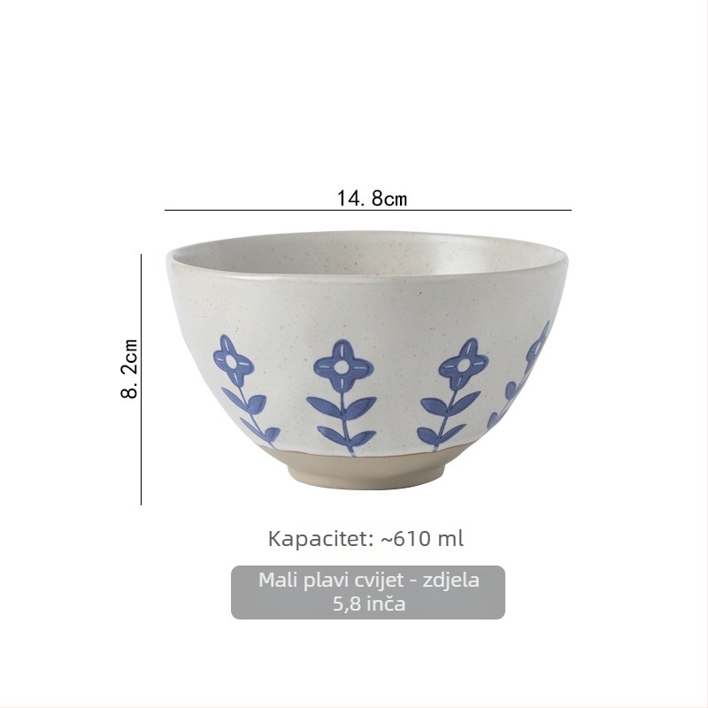 Keramička zdjela s cvjetnim uzorkom u japanskom stilu, nepravilnog oblika (Keramička zdjela; Cvjetni uzorak; Japanski stil; Nepravilnog oblika; Ispod glazure)