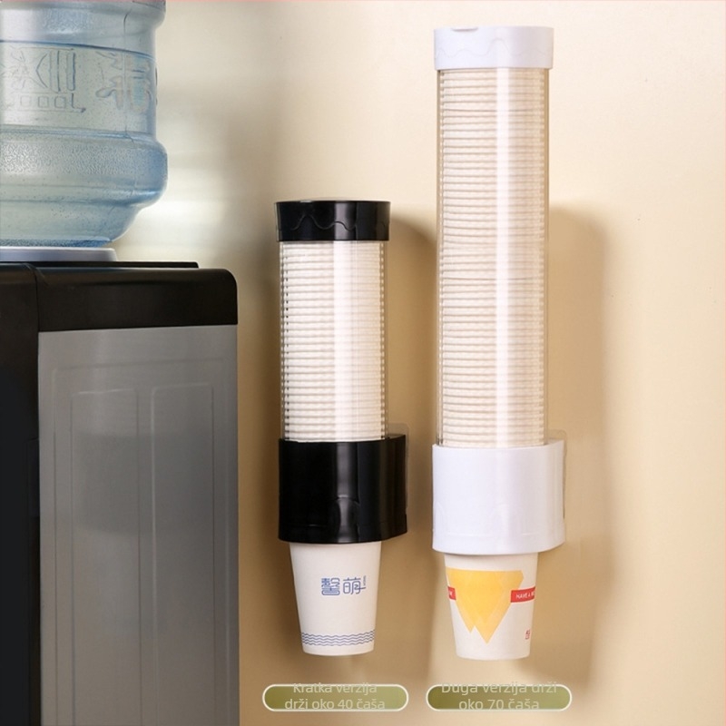 Plastični držač za jednokratne čaše s automatskim odabirom čaše, zidni montaža, bez bušenja