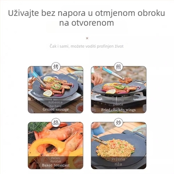 Neprijanjajući grill tiganj s korejskim stilom željezne ploče i Maifan kamen površine, za kućnu i vanjsku upotrebu.