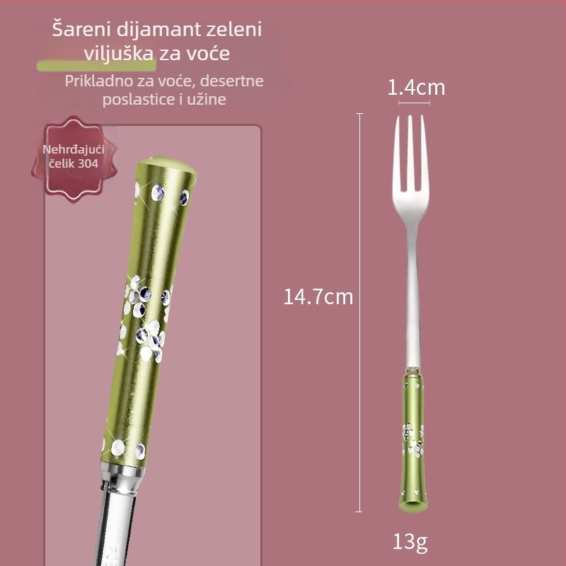Voćna vilica od 304 nehrđajućeg čelika, kreativan stil, cvjetni uzorak, logotip otisnut, poliranje krpom