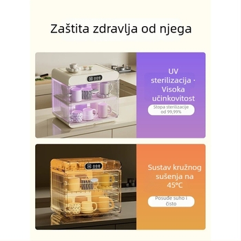 Dezinfekcijski ormar za šalice i bočice, 6-ero vertikalni stolni uređaj za sušenje i pohranu šalica, čaša i čajnih setova