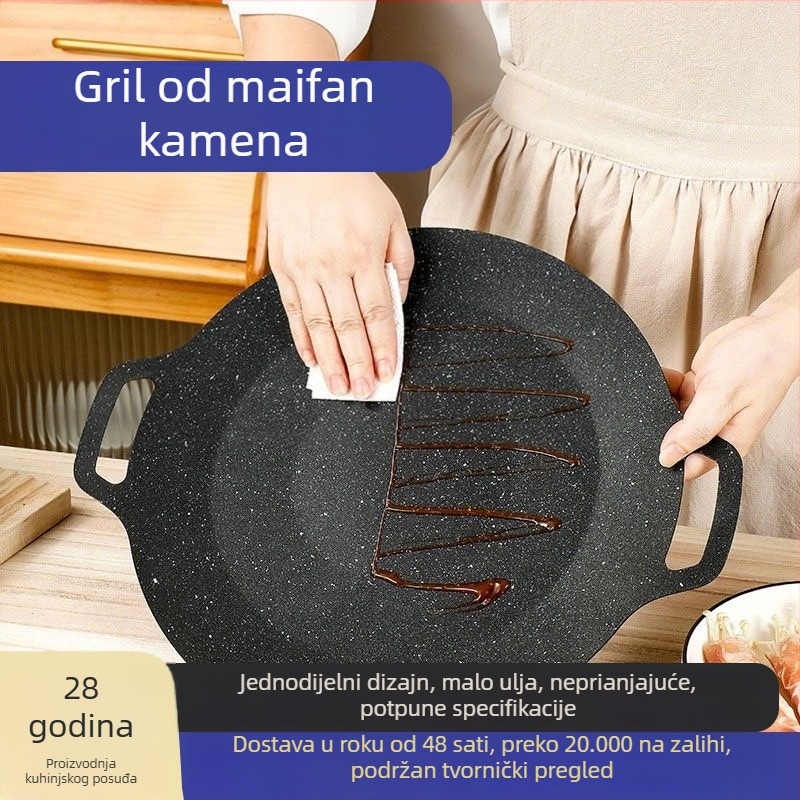 Maifan kamen grill tiganj za kućnu i komercijalnu upotrebu, non-stick, željezni, okrugli, korejskog stila vanjski Teppanyaki roštilj