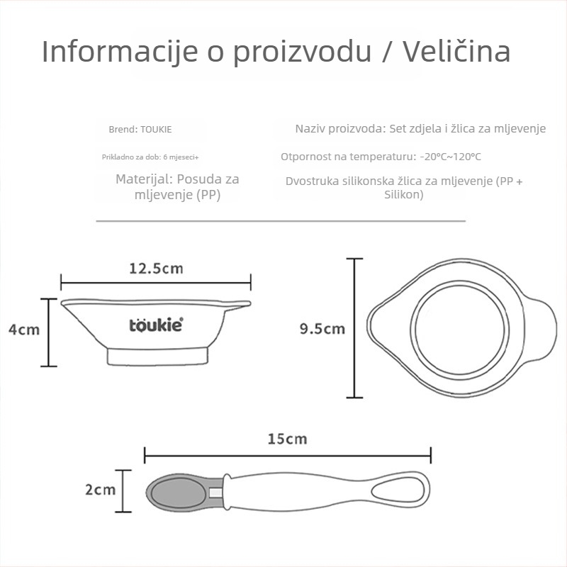 Toukie set posuđa za bebe - polipropilen, pogodno od 3 mjeseca, 48 komada