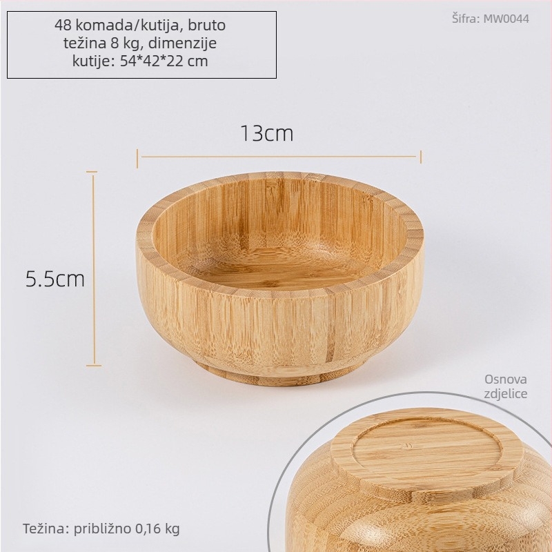 Bambusova kružna zdjela za salatu i miješanje, moderni minimalistički stil, tiskano logo i prilagodba
