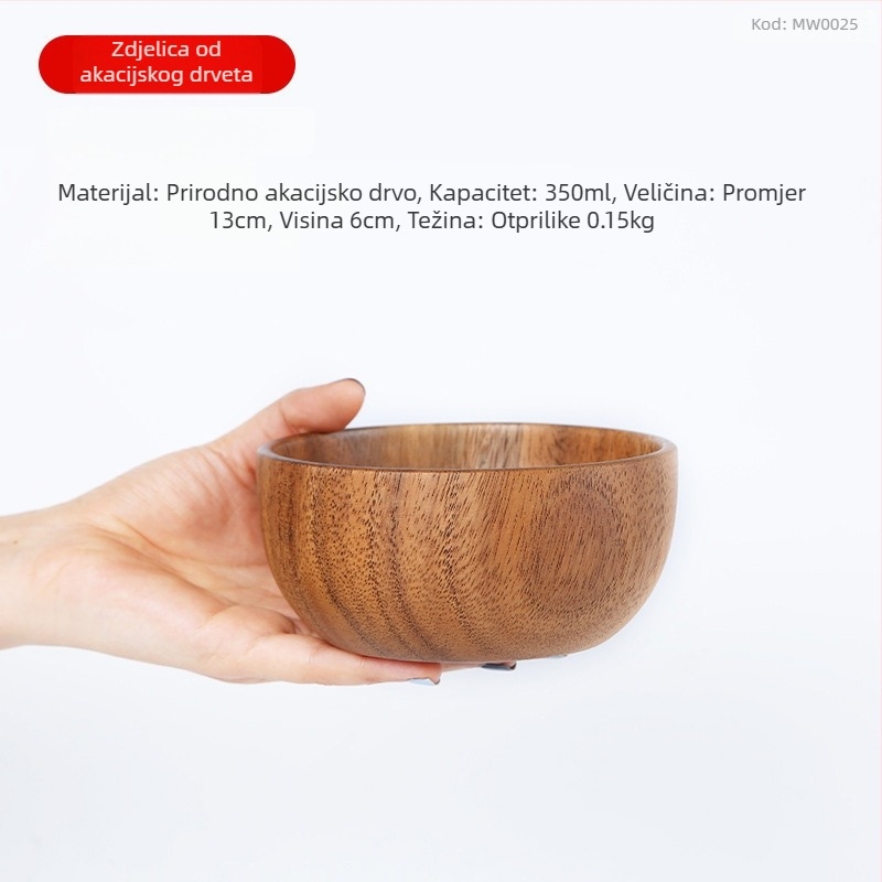 Bambusova kružna zdjela za salatu i miješanje, moderni minimalistički stil, tiskano logo i prilagodba