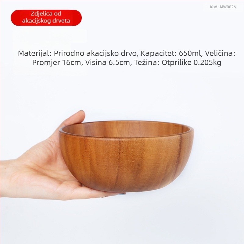 Bambusova kružna zdjela za salatu i miješanje, moderni minimalistički stil, tiskano logo i prilagodba