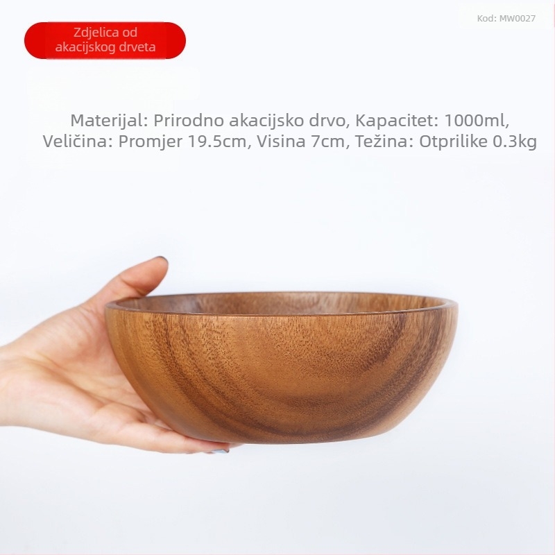 Bambusova kružna zdjela za salatu i miješanje, moderni minimalistički stil, tiskano logo i prilagodba