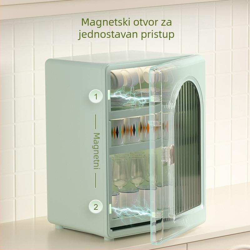 Stolni držač čaša - Višerazinski držač čaša, zaštita od prašine i odvod (ABS+HIPS; Velik kapacitet; Svijetao luksuzan dizajn)